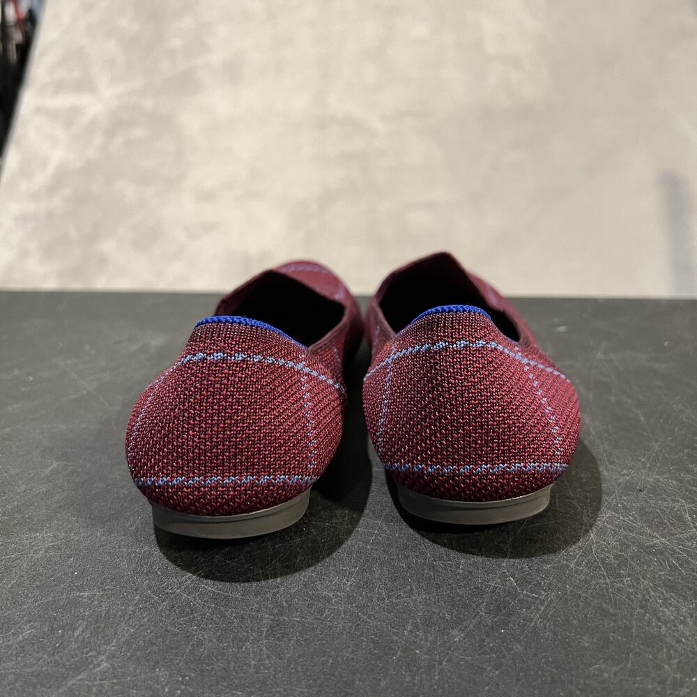 Rothy's The Loafer Shoes Womens Size 6.5 Burgundy Blue Plaid Flats Eco Recycled - Picture 5 of 9